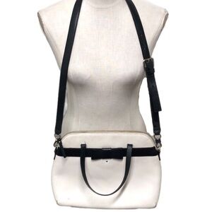 Kate Spade Bow Kirk Park Crossbody Satchel Purse White Black